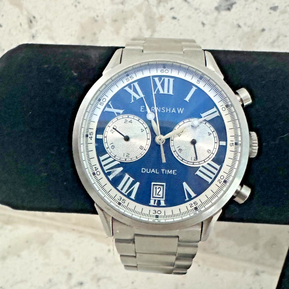 Thomas Earnshaw 39.5mm Men's Silver+Blue Watch City of London ES-8176-33 2 bands